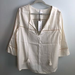 Ivory VETTA V-neck Top w/ Tassels {ethically made}